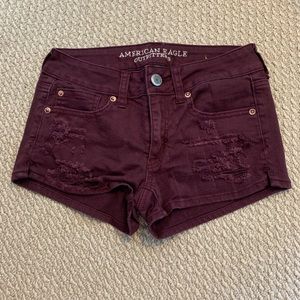 Maroon jean shorts